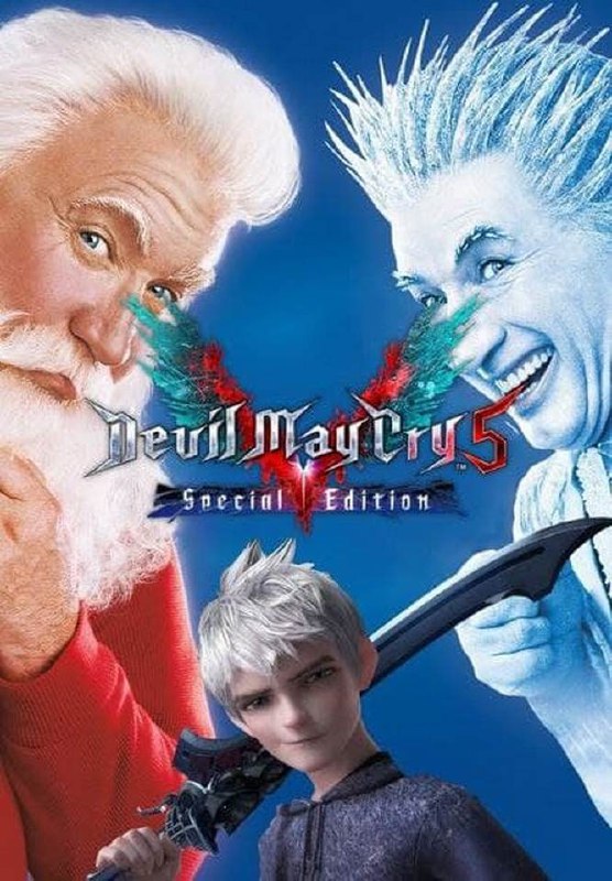 Devil May Cry 5 Special Edition с Джеком Фростом Постер Devil May Cry 5 Special Edition с персонажами Хранителей снов