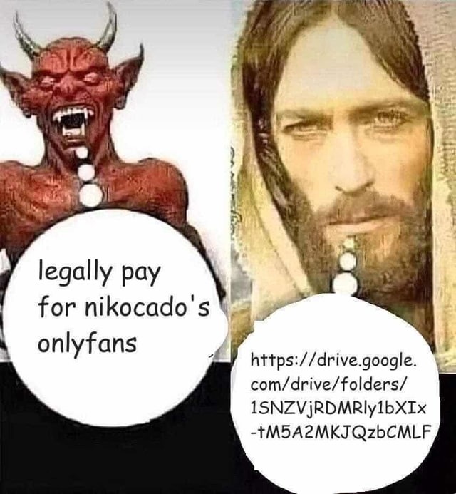 Дьявол предлагает купить OnlyFans Никокадо Мем, где Дьявол предлагает купить OnlyFans Никокадо Авокадо, а Иисус Христос делится ссылкой на Google Drive
