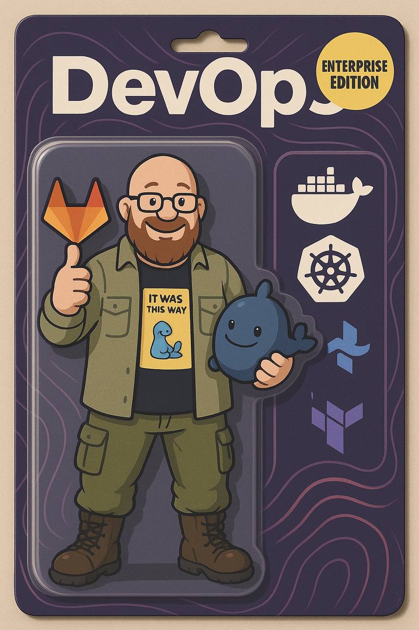 DevOps Enterprise Edition DevOps Enterprise Edition — экшн-фигурка в блистерной упаковке с символами GitLab, Docker, Kubernetes и Terraform