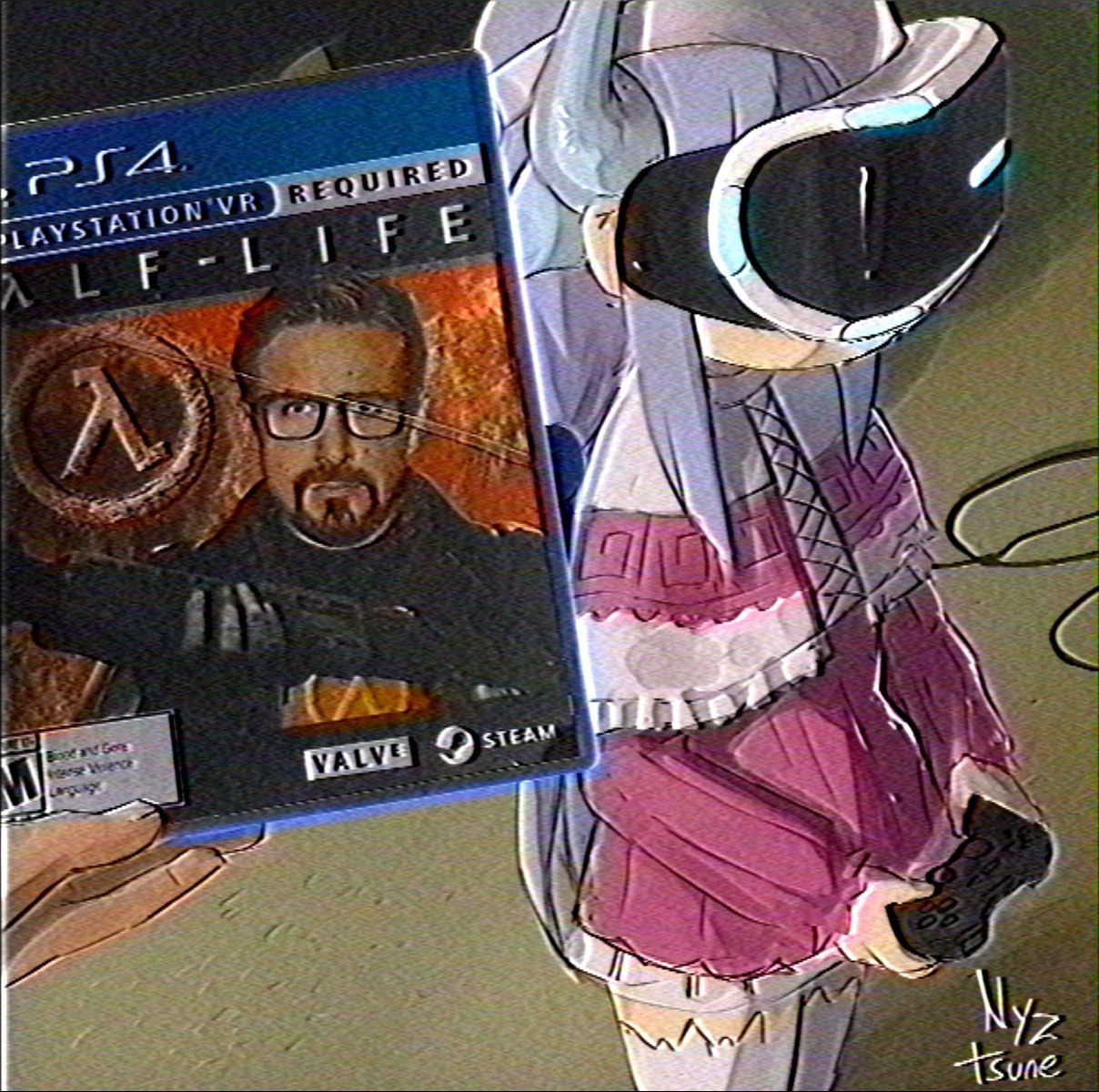 Девушка в VR очках и Half-Life Девушка в VR очках играет в Half-Life