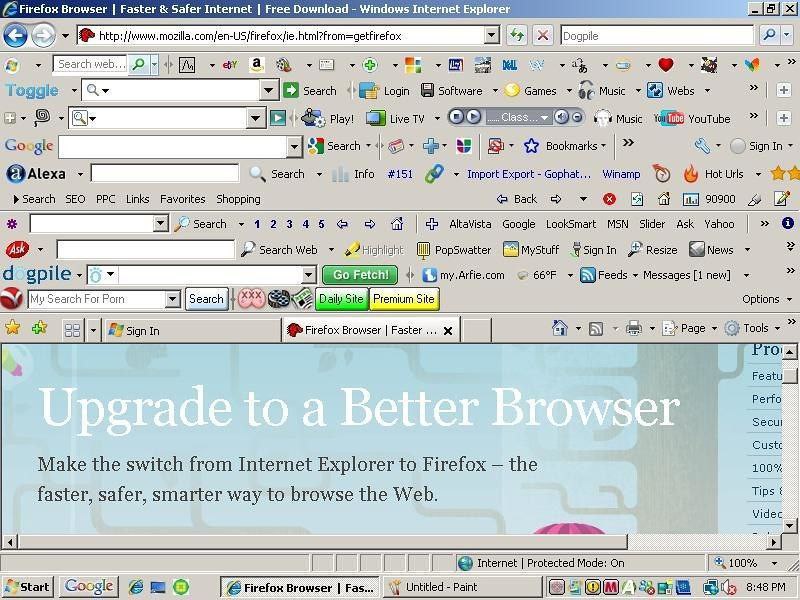 Поиск порно в Dogpile Скриншот браузера Internet Explorer с поисковой строкой Dogpile и запросом "My Search For Porn".