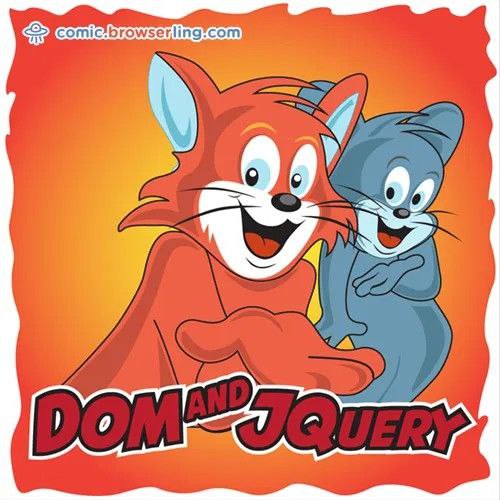 Dom and Jquery Мем Dom and Jquery с персонажами, похожими на Тома и Джерри
