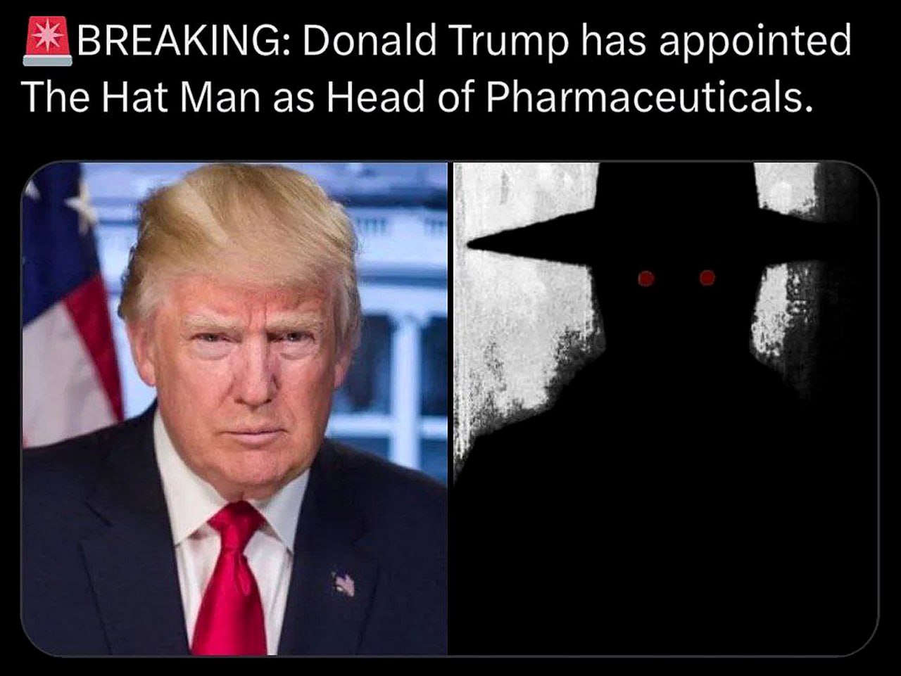Donald Trump has appointed The Hat Man as Head of Pharmaceuticals Дональд Трамп назначил Человека в Шляпе главой фармацевтики