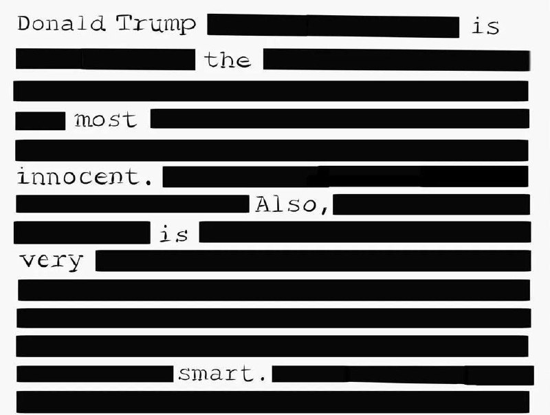 Мем с отредактированным документом, где говорится, что Дональд Трамп самый невинный и очень умный