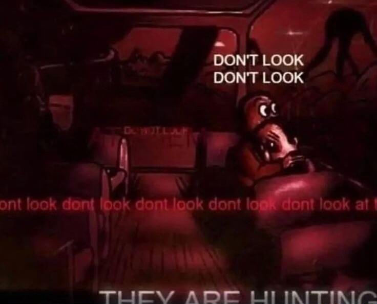 Don't look, don't look Грустный Гуфи прячется от жутких монстров в машине