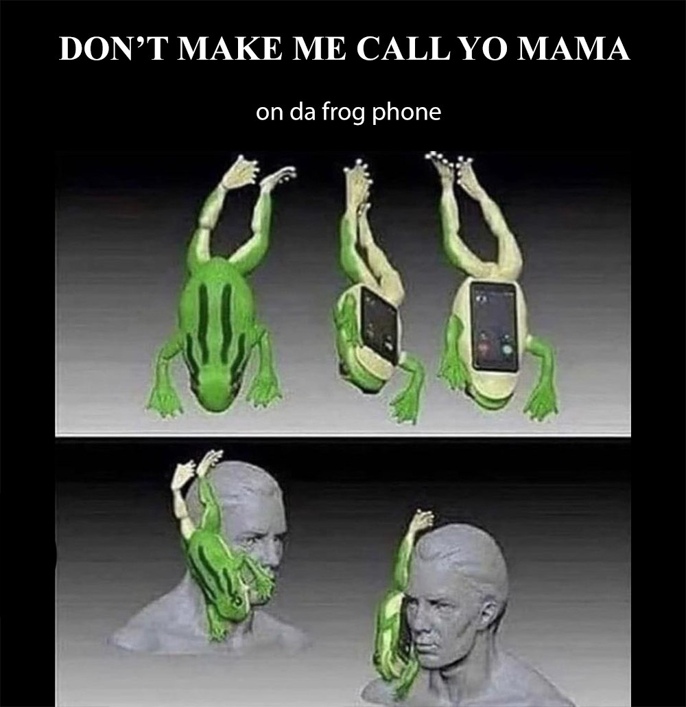 DON'T MAKE ME CALL YO MAMA on da frog phone DON'T MAKE ME CALL YO MAMA on da frog phone