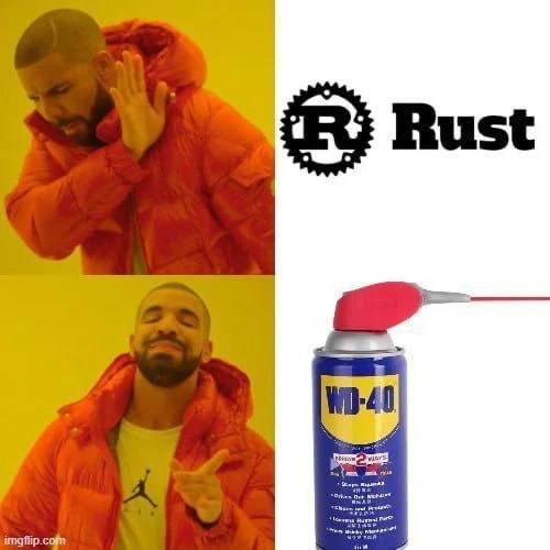 Дрейк и WD-40 против Rust Дрейк предпочитает WD-40 языку программирования Rust