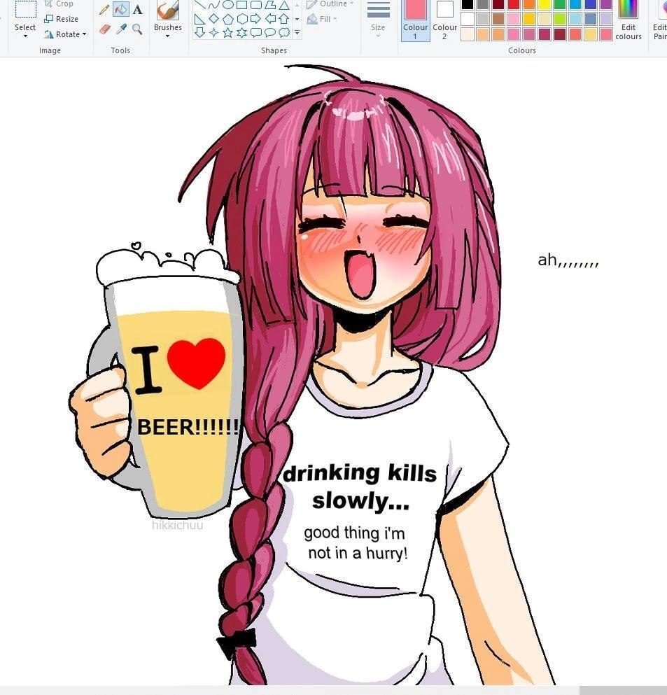 Мем с девушкой, которая держит пиво и говорит: Drinking kills slowly