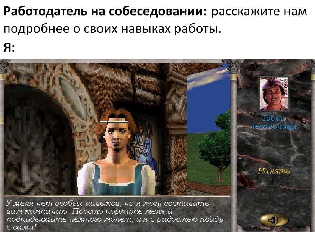 У меня нет особых навыков, но я могу составить вам компанию Персонаж Dungeon Siege на собеседовании