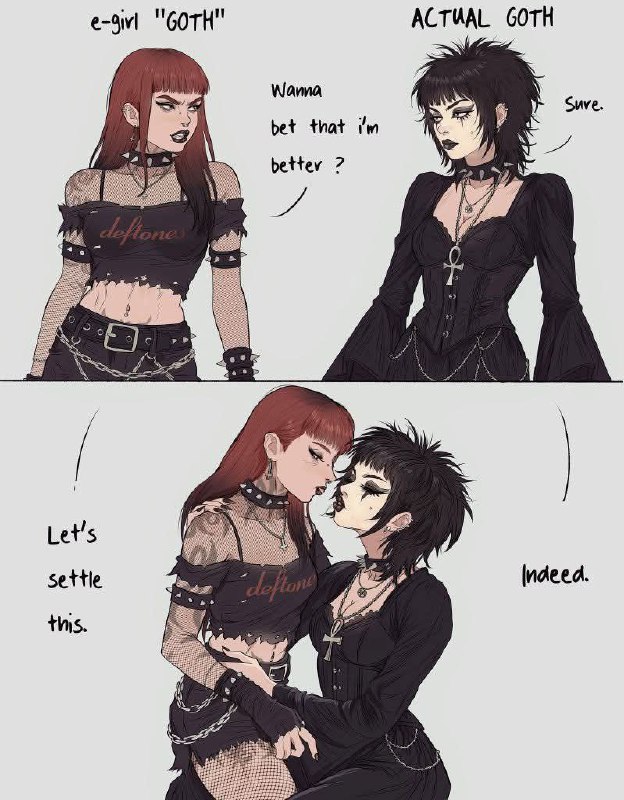 E-girl goth против настоящей готессы Две девушки в готическом стиле выясняют, кто из них более гот