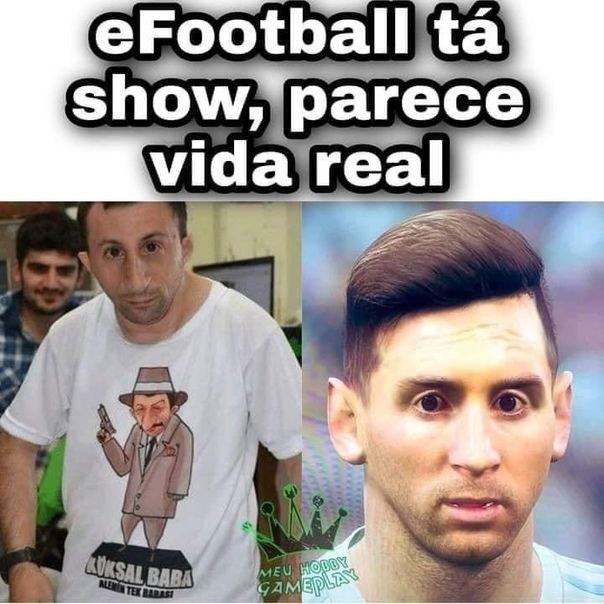 eFootball выглядит как реальная жизнь Мем с Месси из eFootball и Аксалом Баба, который сравнивает игру с реальностью