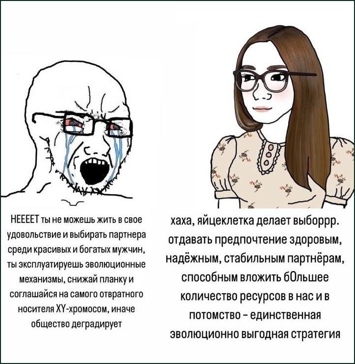 Плачущий Вояк требует снижать планку, а девушка объясняет, почему яйцеклетка выбирает здоровых и надёжных партнёров.