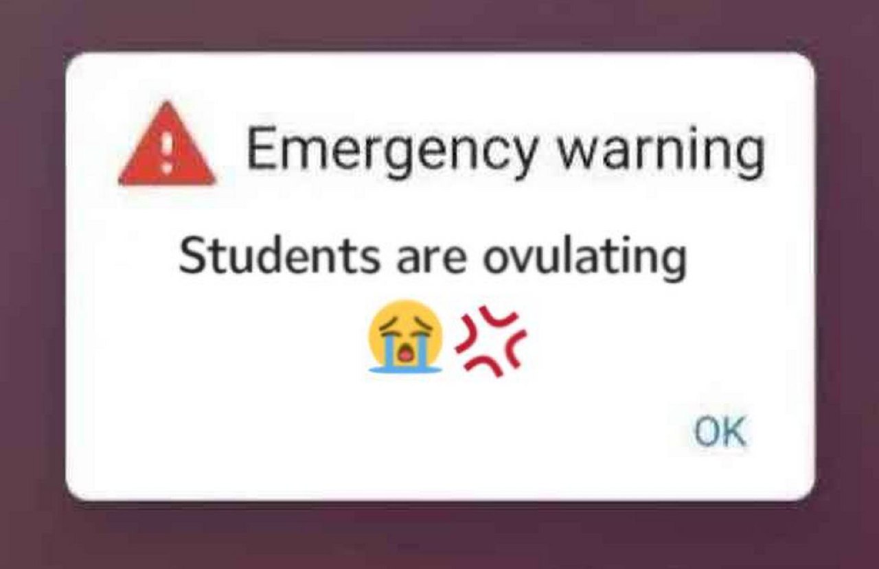Emergency warning students are ovulating Мем с экстренным предупреждением об овуляции студентов