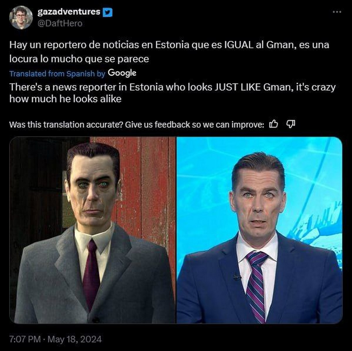 Эстонский репортер похож на G-Man'а Эстонский репортер похож на G-Man'а из Half-Life