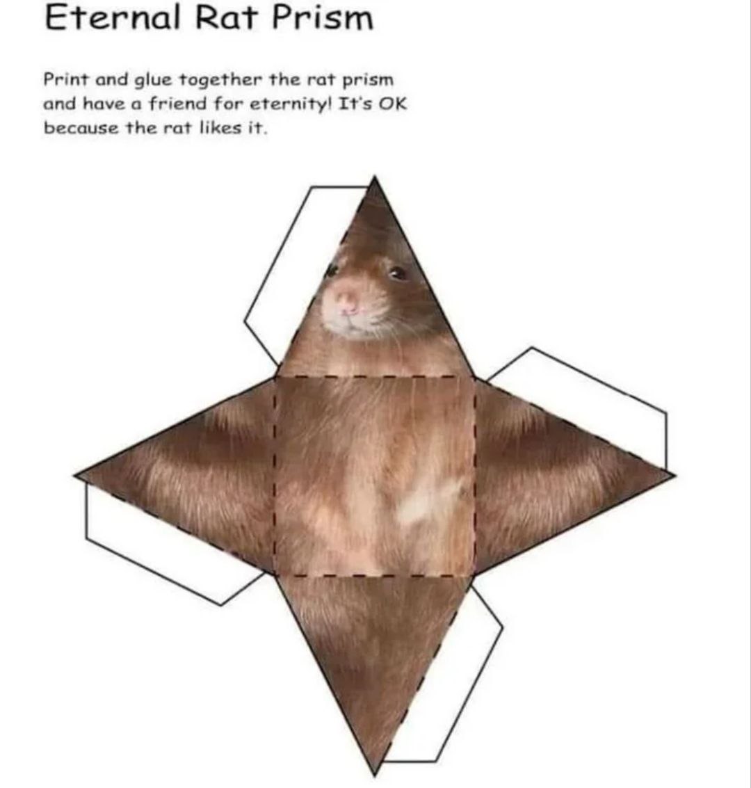 Шаблон бумажной призмы с крысой и надписью Eternal Rat Prism