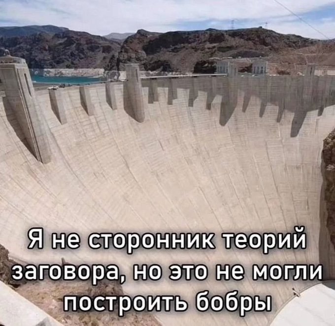 Это не могли построить бобры Прикол про то, что бобры не смогли бы построить огромную дамбу, на фоне плотины Гувера
