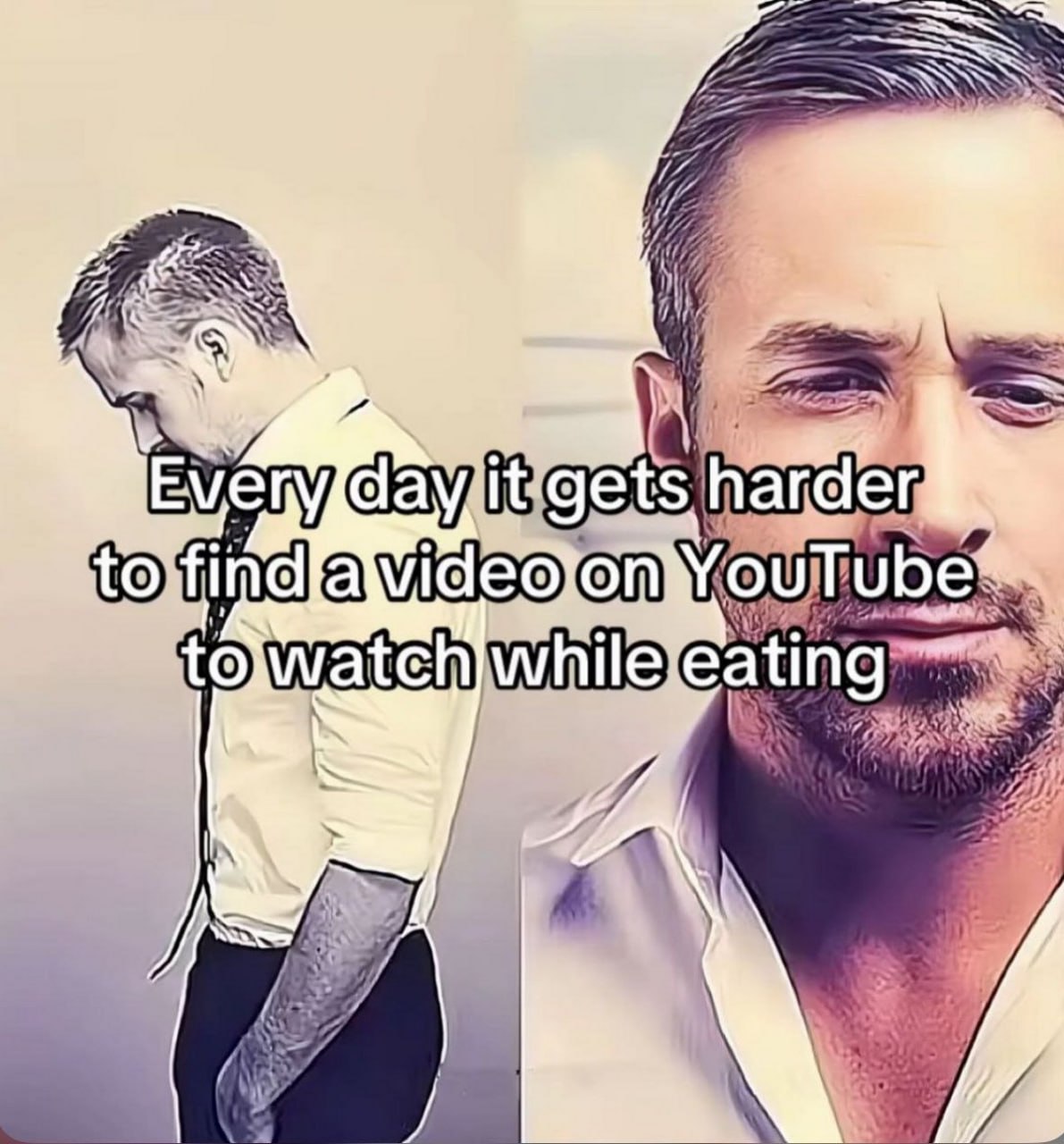 Every day it gets harder to find a video on YouTube to watch while eating Райан Гослинг, которому все труднее найти видео на Ютубе, чтобы посмотреть его во время еды
