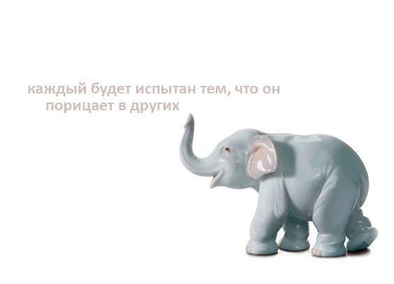 Каждый будет испытан тем, что он порицает в других Статуэтка слона с надписью "Каждый будет испытан тем, что он порицает в других"