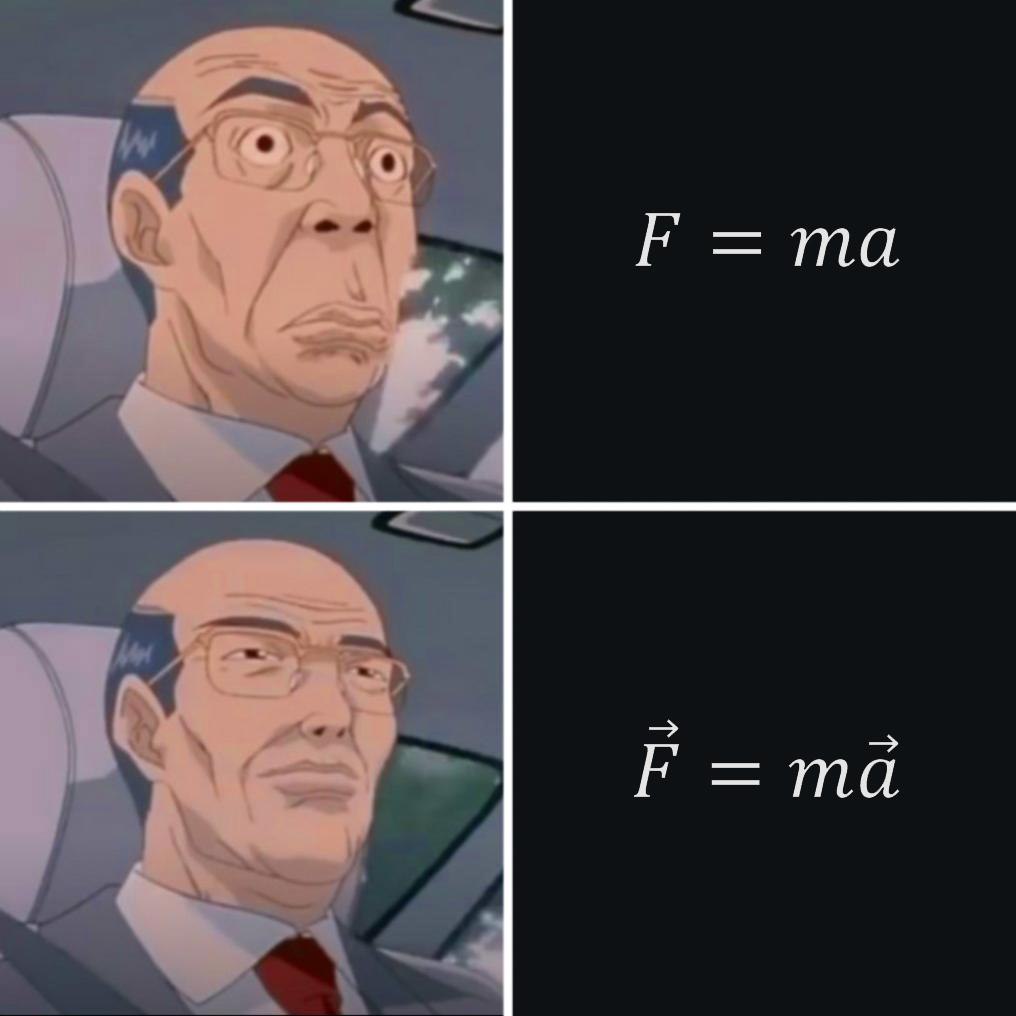 F = ma vs F = ma F равно ma или F вектор равно m умножить на вектор a