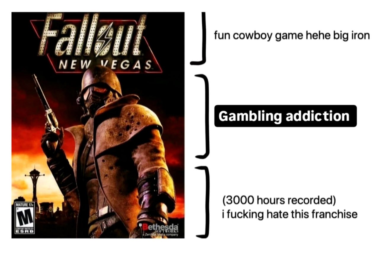 Fallout New Vegas gambling addiction Мем про Fallout New Vegas и зависимость от азартных игр с 3000 часами игры
