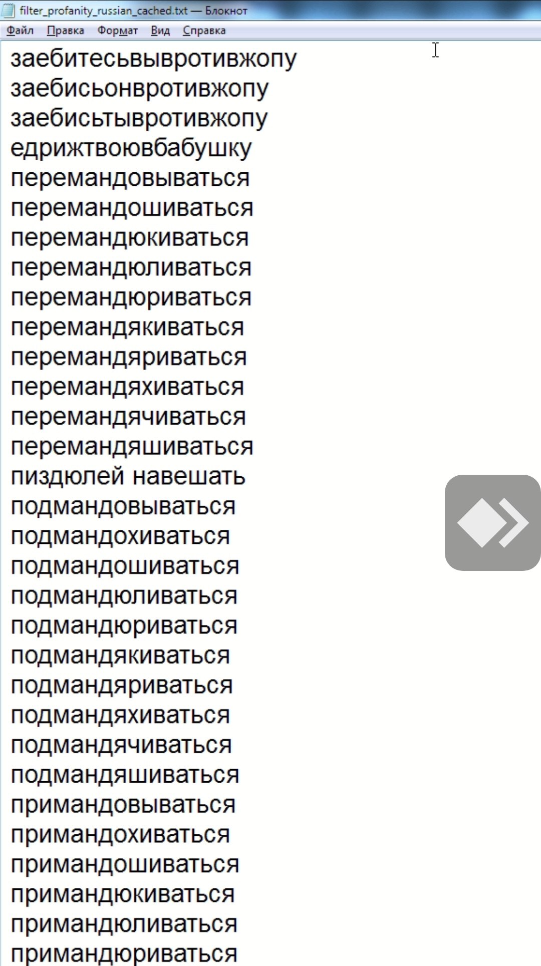 filter_profanity_russian_cached.txt Файл с русскими матерными словами в блокноте.