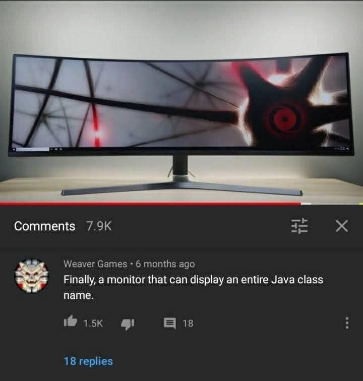 Комментарий с YouTube про монитор, отображающий имя класса Java