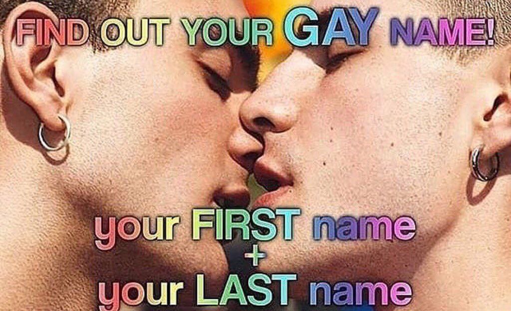 Find out your gay name Мем с двумя целующимися мужчинами и надписью «Узнай своё гей-имя: твоё имя + твоя фамилия»