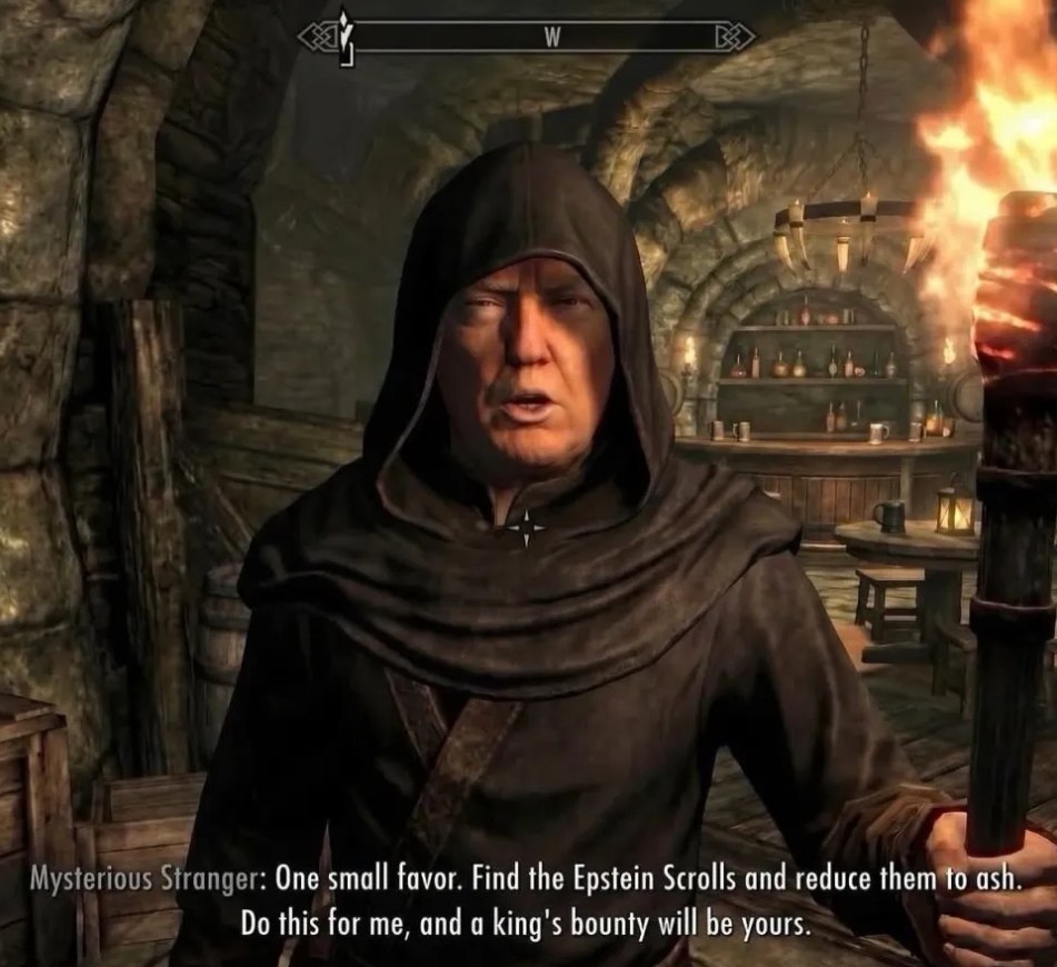 Таинственный незнакомец из Skyrim просит найти свитки Эпштейна и сжечь их за королевскую награду