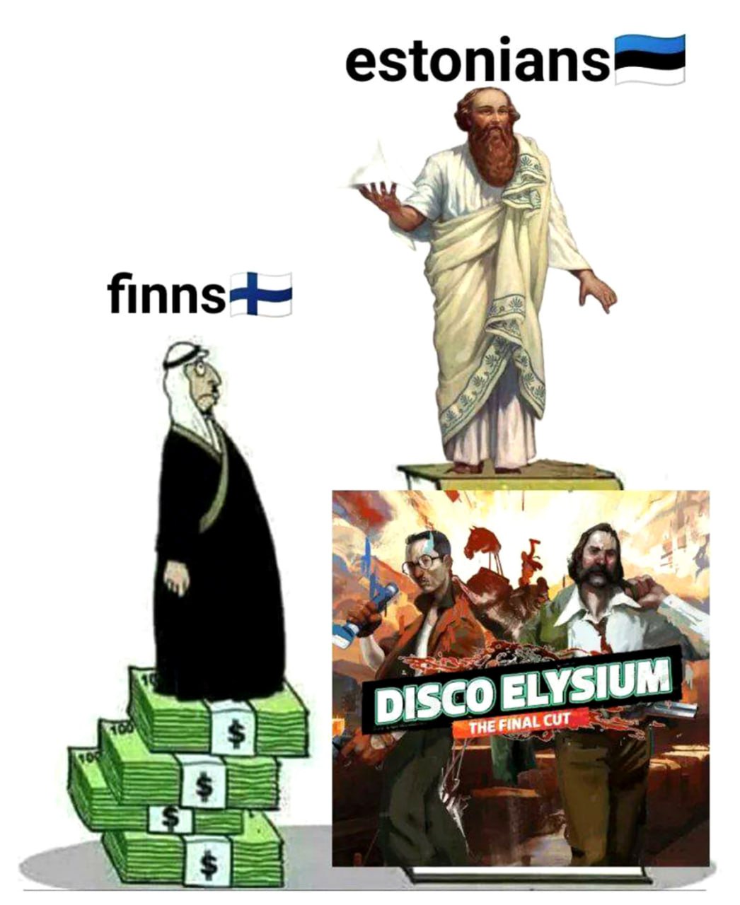 Finns and Estonians Disco Elysium Мем про финнов на деньгах и эстонцев-философов с игрой Disco Elysium