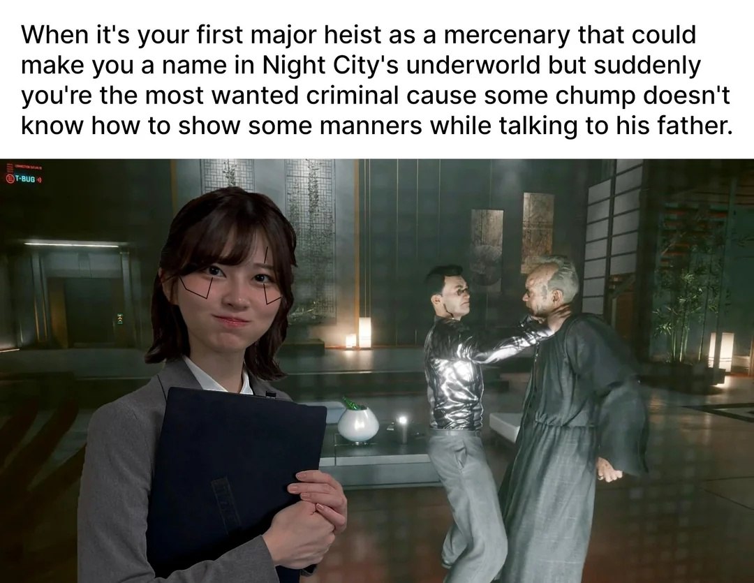 When it's your first major heist Девушка и первое крупное ограбление в Найт-Сити