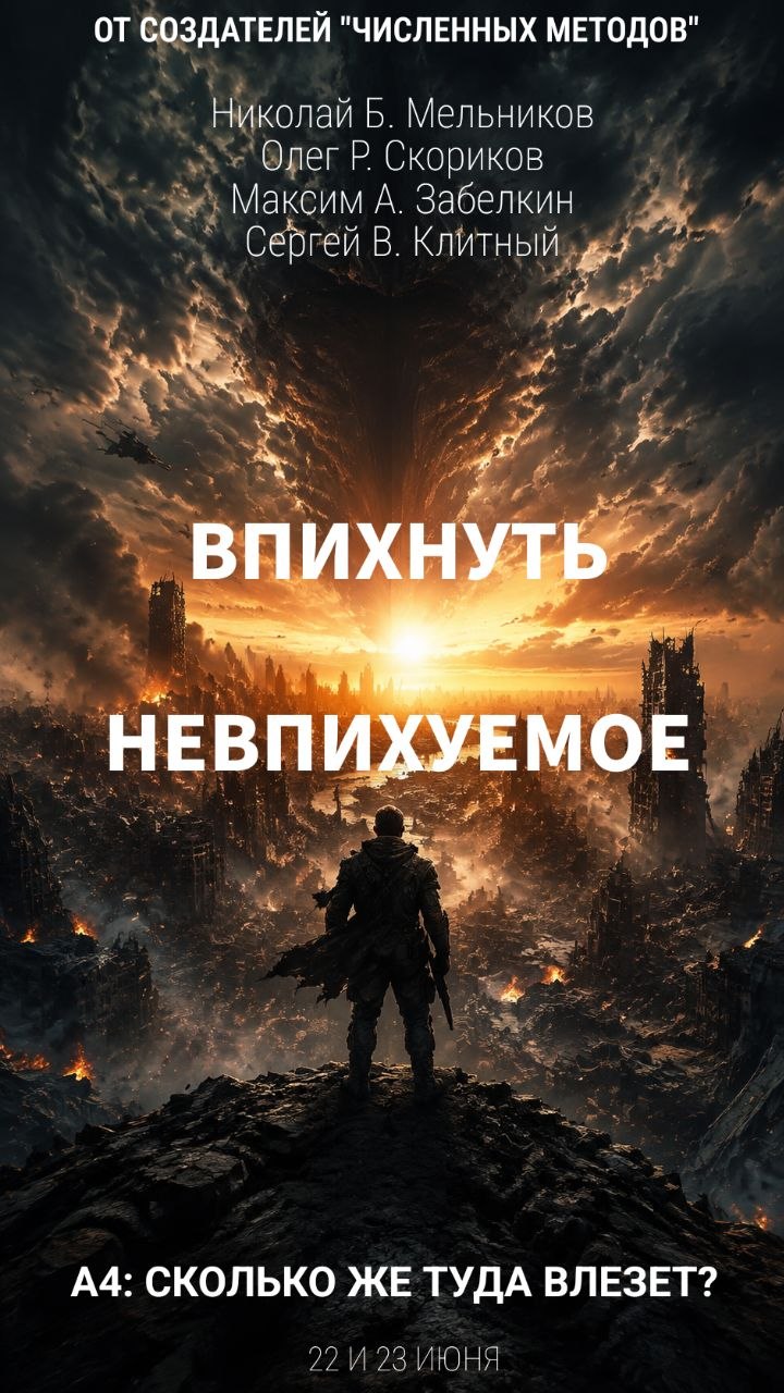 Постапокалиптический постер с надписью «Впихнуть невпихуемое» и вопросом о том, сколько всего поместится на листе А4
