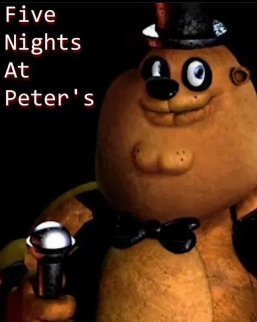 Five Nights At Peter's Мем с Фредди Фазбером и Питером Гриффином в образе аниматроника.
