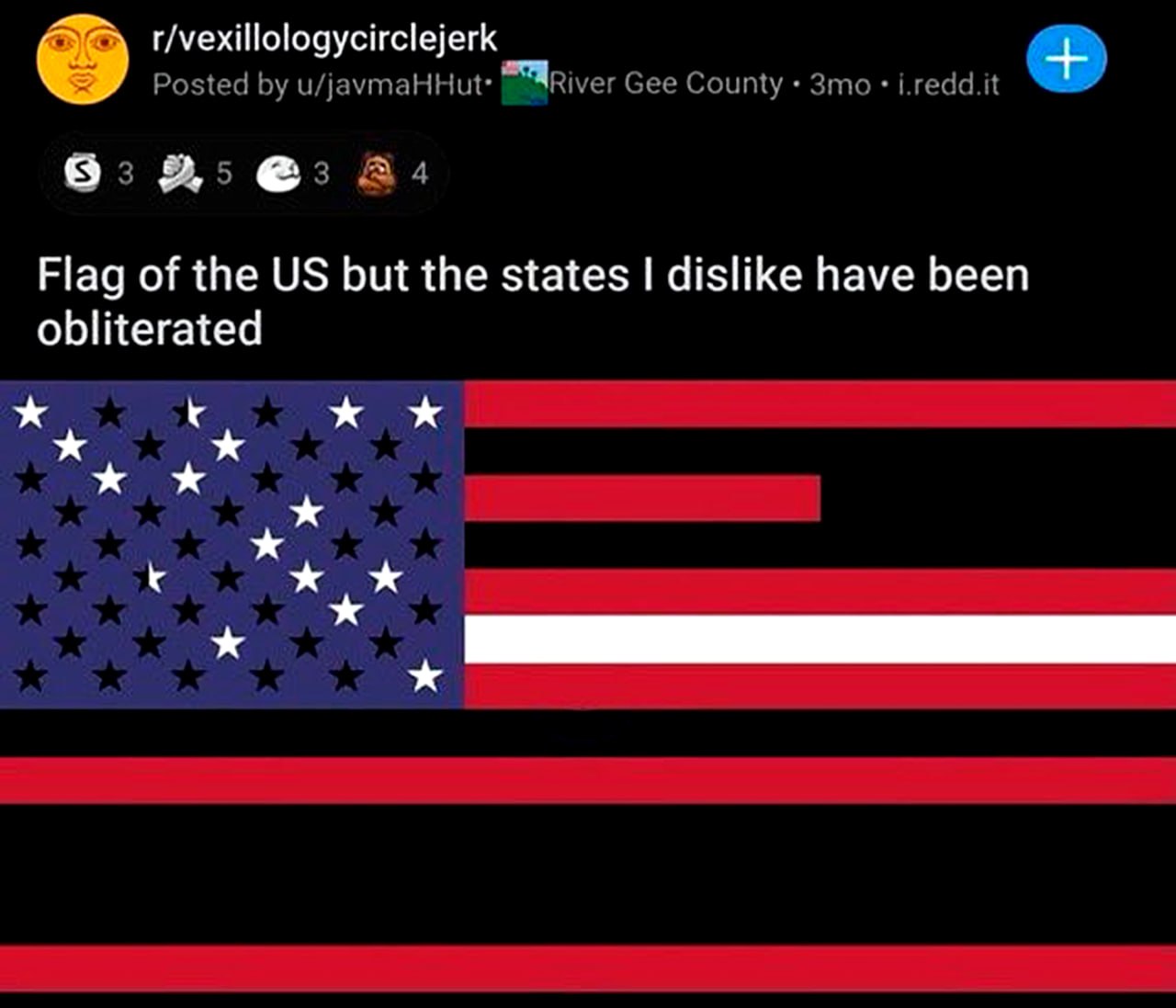 Флаг США, но штаты, которые мне не нравятся, уничтожены Флаг США, но штаты, которые мне не нравятся, были уничтожены