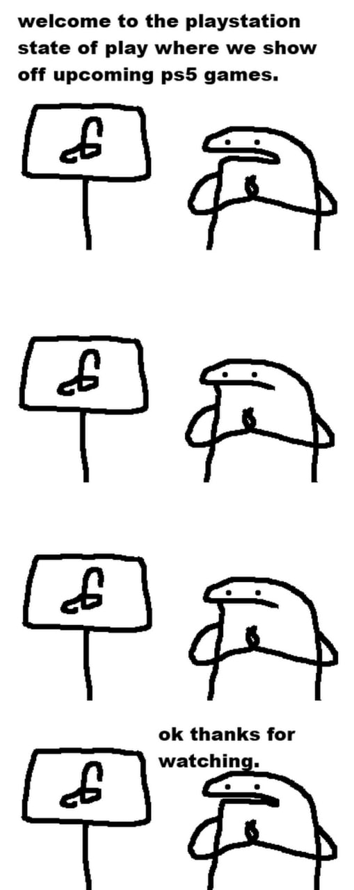Flork of Cows PlayStation State of Play £ Мем с Flork of Cows и табличкой с символом фунта стерлингов, олицетворяющий разочарование от презентаций PlayStation