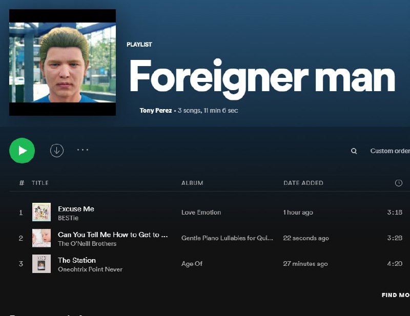 Плейлист Foreign man Плейлист со странным человеком на обложке в Spotify