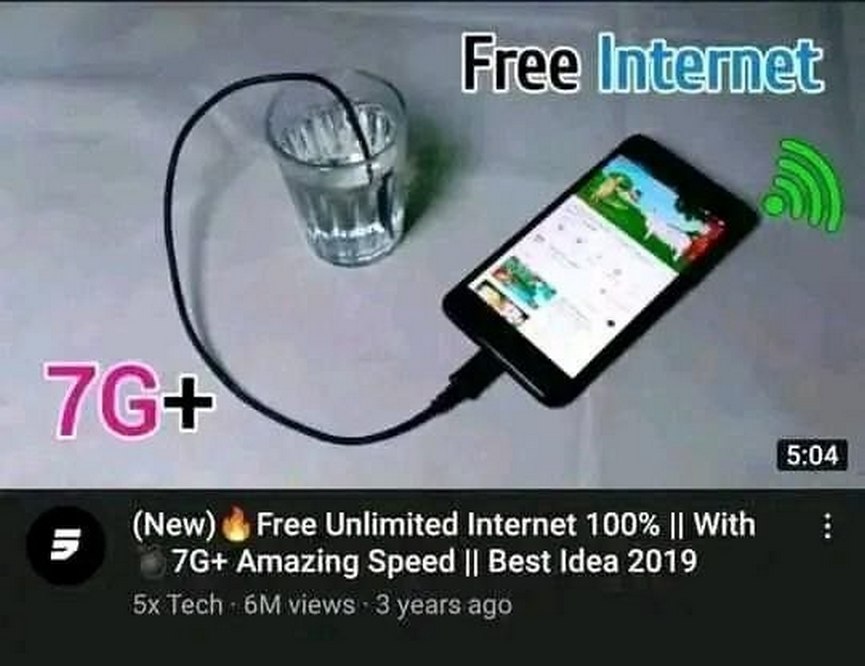 Бесплатный интернет через воду Мем с видео на YouTube о бесплатном интернете через воду и провод