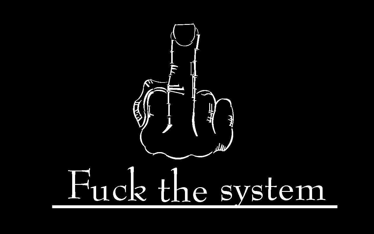 Fuck the system Надпись Fuck the system и средний палец на черном фоне
