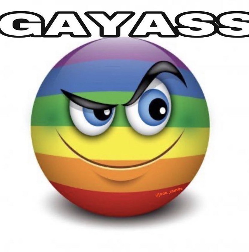 Gayass Мем со смайликом в цветах радуги и надписью Gayass