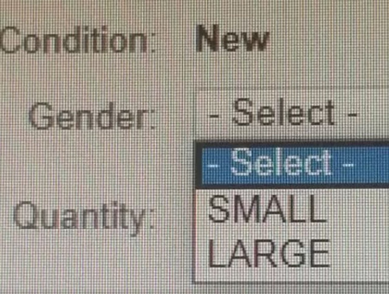 Gender: Small Large Выбор пола как маленький или большой