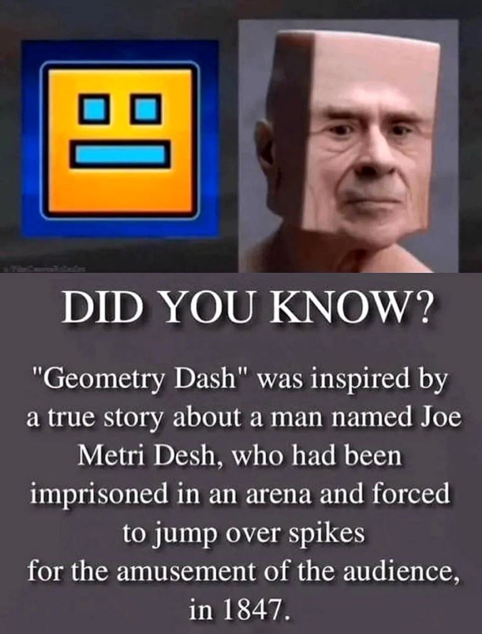 Geometry Dash inspired by Joe Metri Desh Шуточный факт о вдохновителе Geometry Dash, Джо Метри Деше