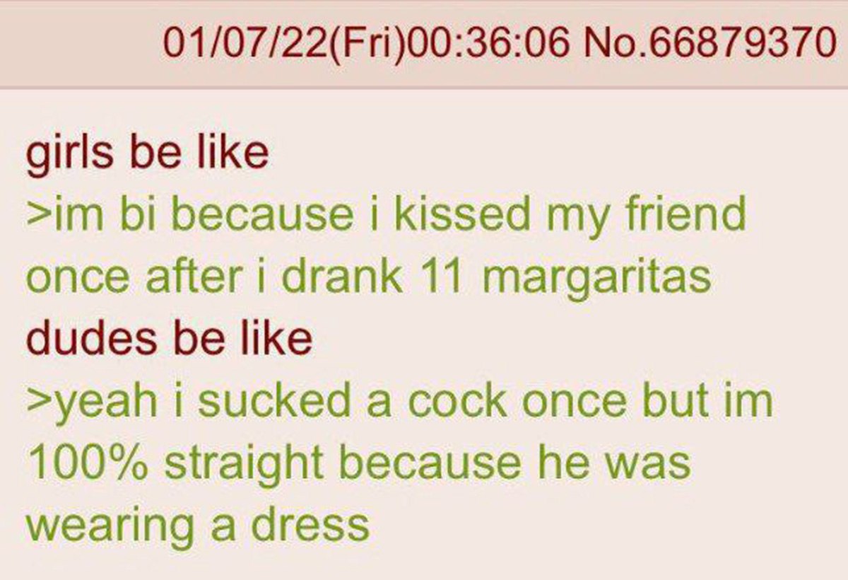 Girls be like dudes be like Мем про девушек и парней, по-разному оценивающих свой сексуальный опыт, и их отношение к бисексуальности и гомосексуальности.