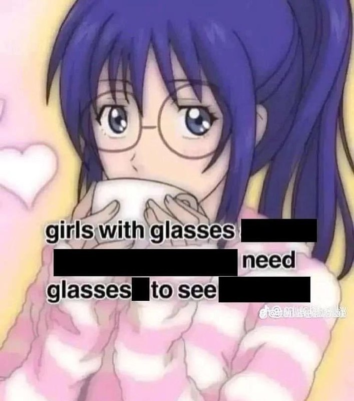 Girls with glasses need glasses to see Девушка в очках пьет из чашки и текст «Girls with glasses need glasses to see»