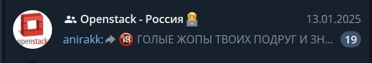 Голые жопы твоих подруг и знакомых Мем с сообщением про голые жопы подруг и знакомых в чате Openstack Россия