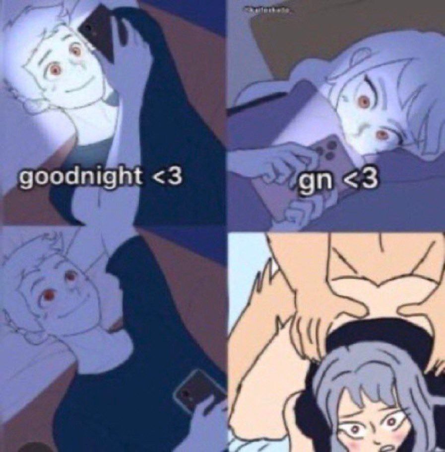 Goodnight <3 Парень и девушка обмениваются сообщениями перед сном, после чего парень остаётся один, а девушка занимается сексом