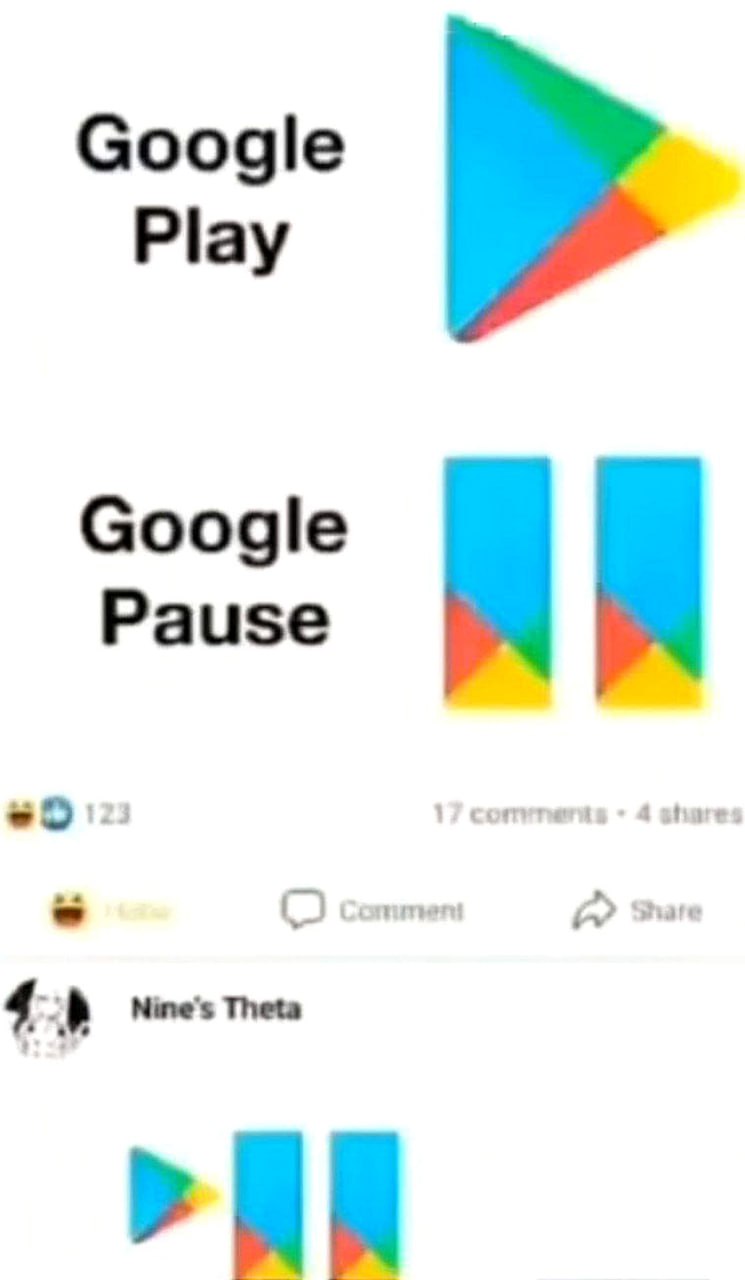 Google Play Google Pause Сравнение логотипов Google Play и Google Pause