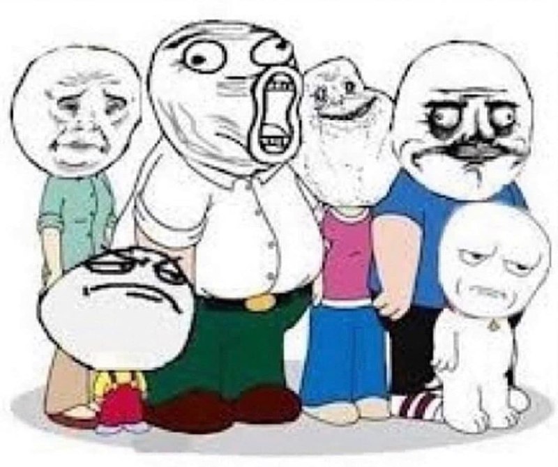 Семья Гриффинов из "rage faces" Мем с "rage faces" на месте лиц персонажей мультсериала "Гриффины"