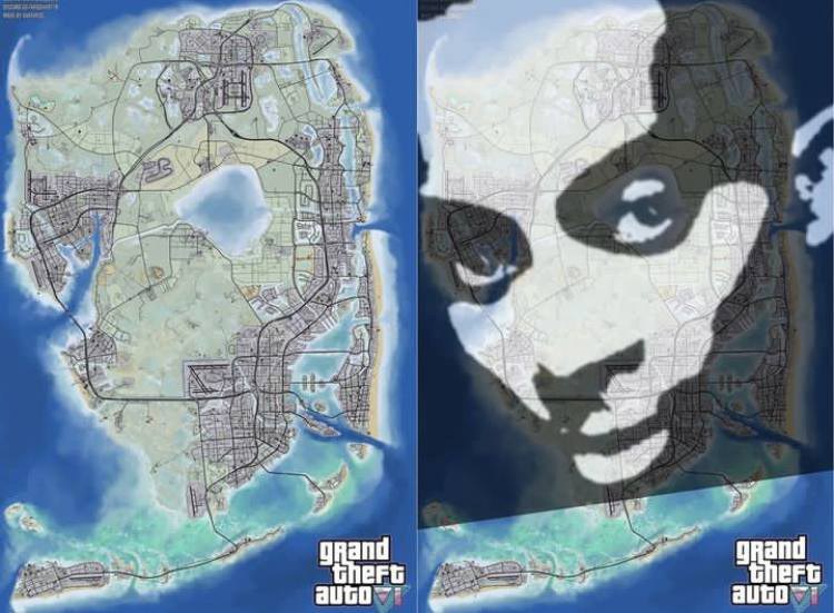 Карта gta 6 лицо Карта Grand Theft Auto VI в виде лица, предположительно Леонардо Ди Каприо