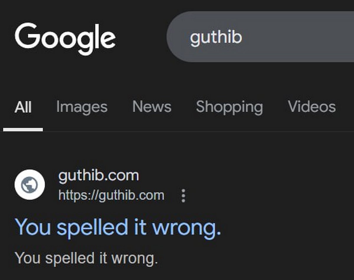 Guthub You spelled it wrong Мем про неправильное написание слова guthub в поисковой строке Google