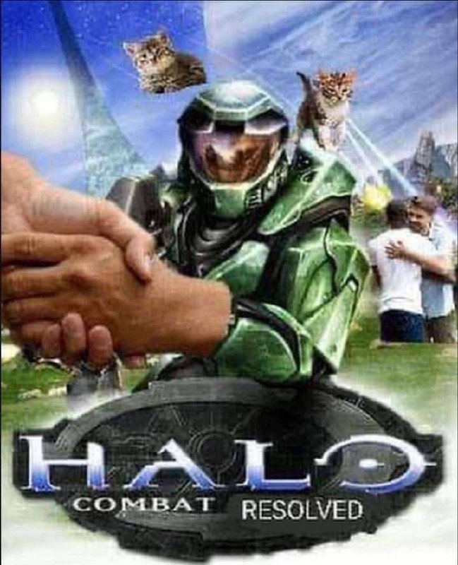 Halo Combat Resolved Мастер Чиф и мирное разрешение конфликта в мире Halo с котятами и рукопожатием