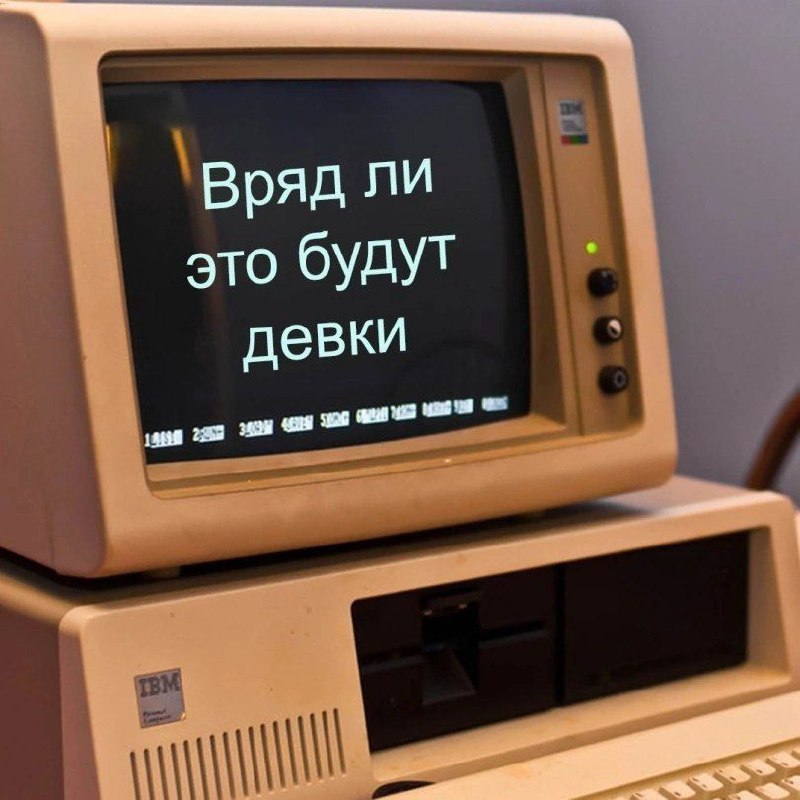 Вряд ли это будут девки Мем с надписью «Вряд ли это будут девки» на старом компьютере IBM.